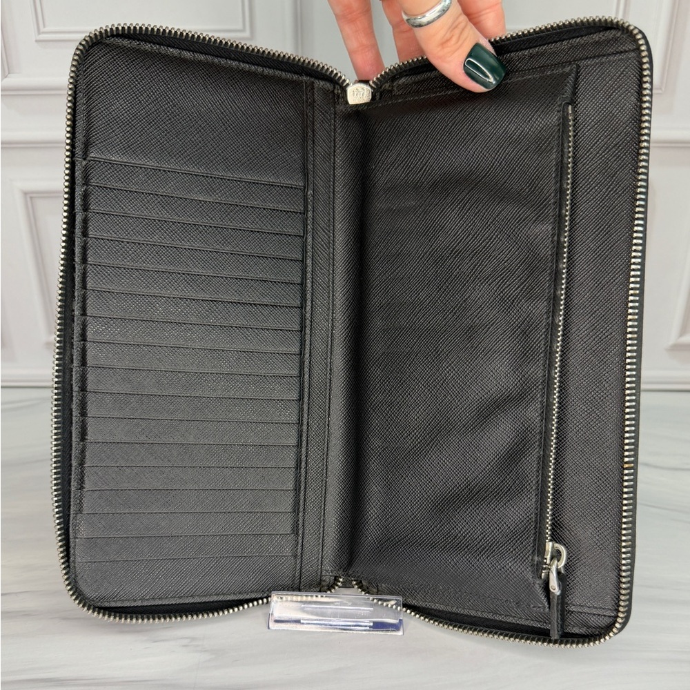 Prada Large Saffiano Leather Zip Around Travel Organizer Wallet | Full Set - Picture 7 of 11